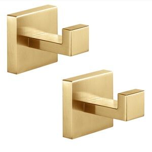 Heavy-Duty WALL/Towel Hooks Rust-Resistant Waterproof in Brushed Gold (2-pack)